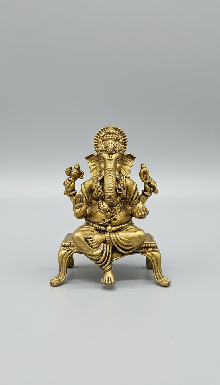brass ganesh with stool small size for home temple